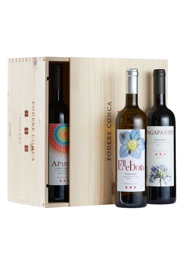 Wooden box for 6 wine bottles mix